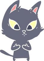 confused flat color style cartoon cat vector