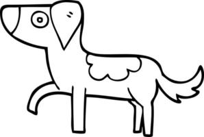 perro de pie de dibujos animados de dibujo lineal vector