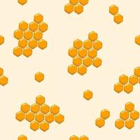 Bee and honeycomb seamless vector pattern. Hand drawn engraving style illustration.