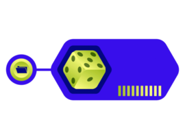 espace de barre bleue et modèle d'infographie d'objet de dés jaune. png