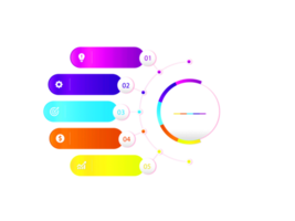 objeto colorido de cinco pasos para la plantilla infográfica png