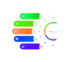objet coloré en cinq étapes pour le modèle infographique png