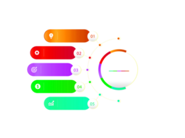 objeto colorido de cinco passos para modelo infográfico png