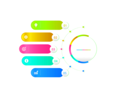 objeto colorido de cinco passos para modelo infográfico png
