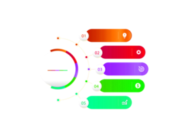 objeto colorido de cinco pasos para la plantilla infográfica png