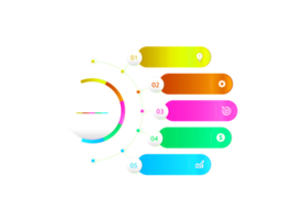 vijf stappen kleurrijk voorwerp voor infographic sjabloon png