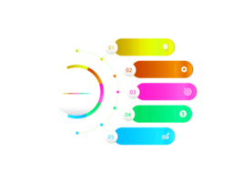 objeto colorido de cinco passos para modelo infográfico png