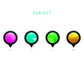 objeto colorido de quatro etapas para modelo infográfico png