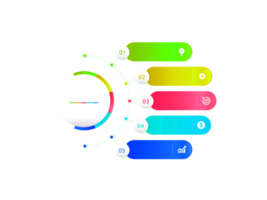 objeto colorido de cinco passos para modelo infográfico png