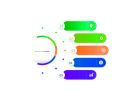 objet coloré en cinq étapes pour le modèle infographique png