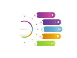 objet coloré en cinq étapes pour le modèle infographique png