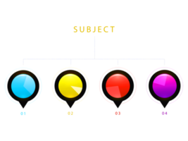 objeto de círculo colorido de quatro etapas para modelo infográfico. png