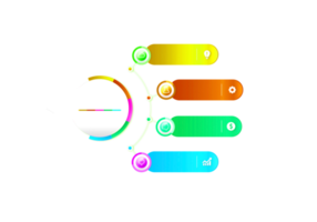 objeto colorido de quatro etapas para modelo infográfico png