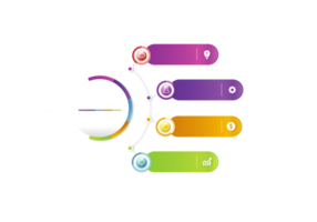 objeto colorido de cuatro pasos para plantilla de infografía png