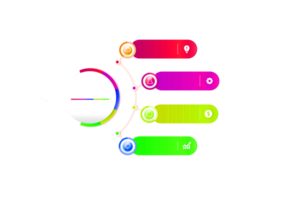 objet coloré en quatre étapes pour le modèle d'infographie png