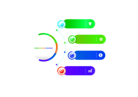 objeto colorido de quatro etapas para modelo infográfico png