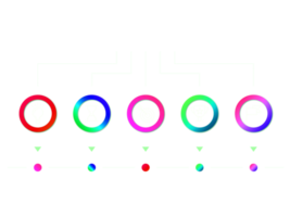 objeto de círculo colorido de cinco passos para modelo infográfico png