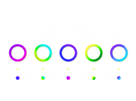 objeto de círculo colorido de cinco passos para modelo infográfico png