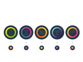 fünf Schritte buntes Kreisobjekt für Infografik-Vorlage png