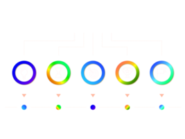 objet de cercle coloré en cinq étapes pour le modèle d'infographie png