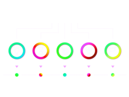 objeto de círculo colorido de cinco pasos para plantilla infográfica png