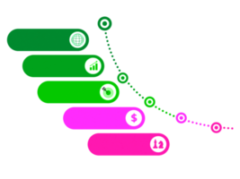 objeto colorido de cinco pasos para plantilla de línea de tiempo infográfica png