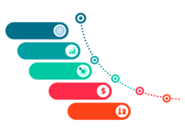 objeto colorido de cinco passos para modelo de cronograma infográfico png