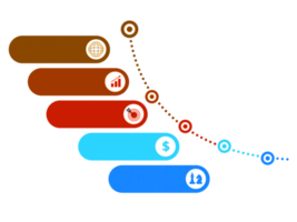 objeto colorido de cinco passos para modelo de cronograma infográfico png