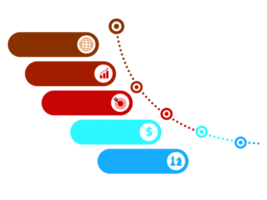 objeto colorido de cinco passos para modelo de cronograma infográfico png