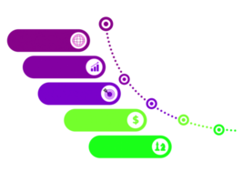 objeto colorido de cinco pasos para plantilla de línea de tiempo infográfica png