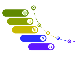 objeto colorido de cinco passos para modelo de cronograma infográfico png