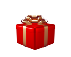 3D PNG gifts box red with ribbon element, Merry Christmas and happy new year concept for a birthday, Happy new year, 3d rendering illustration.