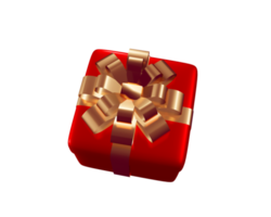 Boîte de cadeaux 3d png rouge avec élément de ruban, joyeux noël et bonne année concept pour un anniversaire, bonne année, illustration de rendu 3d.