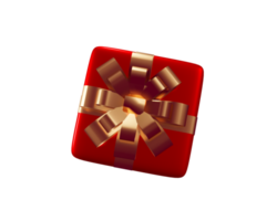 3D PNG gifts box red with ribbon element, Merry Christmas and happy new year concept for a birthday, Happy new year, 3d rendering illustration.