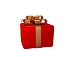 Caja de regalos png 3d roja con elemento de cinta, concepto de feliz navidad y feliz año nuevo para un cumpleaños, feliz año nuevo, ilustración de representación 3d.