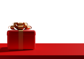 3d png geschenkbox rot mit bandelement, frohe weihnachten und guten rutsch ins neue jahr-konzept für einen geburtstag, guten rutsch ins neue jahr, 3d-rendering-illustration.