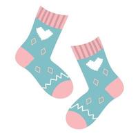 Pair of woolen knitted socks vector