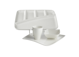 tasse, assiette, tasse en céramique blanche vide découpée sur fond transparent png