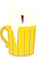 happy flat color style cartoon mug of beer vector