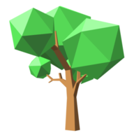 niedriger polygonaler 3d-baum und gräser png