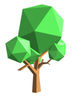 niedriger polygonaler 3d-baum und gräser png