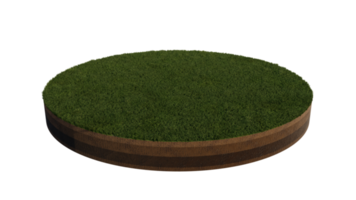 3d rendering image of grass field island on transparent background png