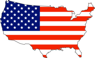 Verenigde Staten van Amerika kaart stad kleur van land vlag. png