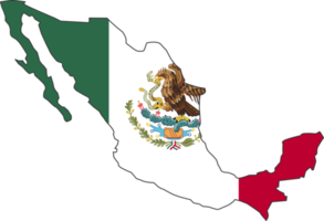 Mexico map city color of country flag. png