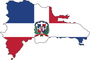 Dominican Republic map city color of country flag. png