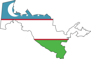 uzbekistán mapa ciudad color de la bandera del país. png