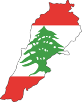 Líbano mapa ciudad color de la bandera del país. png