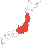 Japan map city color of country flag. png