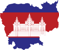 Cambodia map city color of country flag. png