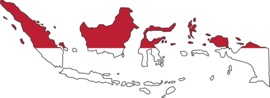 Indonesia map city color of country flag. png